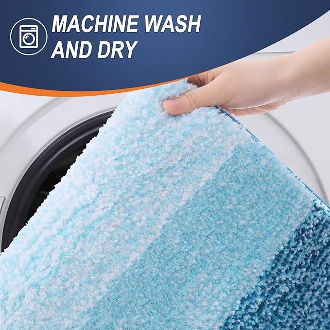OLANLY Bathroom Runner Rugs 47x20, Extra Soft Absorbent Microfiber Bath Rugs, Rubber Backing, Quick Dry, Washable Bath Mats for Bathroom Floor, Tub and Shower, Home Decor Accessories, Peacock Blue - ModernBath