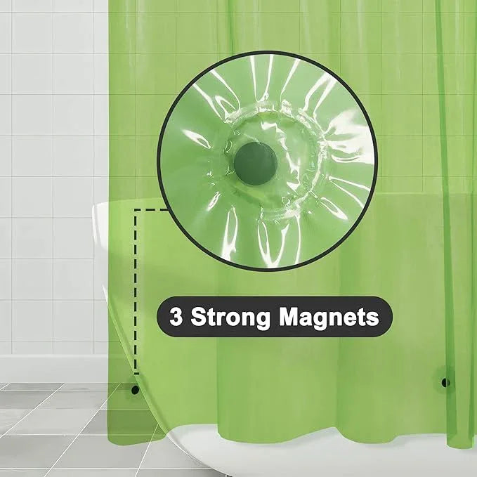Barossa Design Clear Green Long Shower Curtain Liner 78" Height - 3 Magnets & Waterproof Lightweight PEVA Shower Liner for Bath Tub, PVC Free, Metal Grommets, Clear Green, 72x78 - ModernBath