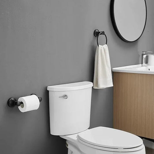 RUMOSE Toilet Paper Holder and Hand Towel Ring Matte Black Wall Mount Bathroom Hardware Accessories 2 PCS Set Flexible Pivoting Toilet Tissue Roll Holder and Towel Hanger, Stainless Steel - ModernBath