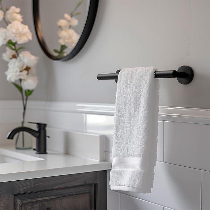 Bathroom Towel Bar, 12 Inch Towel Racks for Bathroom Wall Mounted, Heavy Duty Bathroom Towel Holder Organizer, Stainless Steel Home Towel Rod, Matte Black - ModernBath