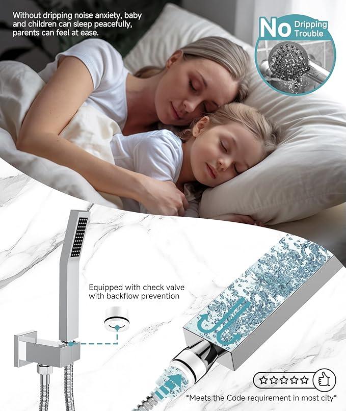 SR SUN RISE Shower System Bathroom 10 Inch Rainfall Shower Head & Handle Set Wall Mounted Rain Shower Faucet Set Polished Chrome - ModernBath