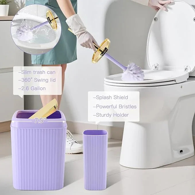 WSBArt 20PC Bathroom Accessory Set Bathroom Accessories Set Purple Bathroom Set, Shower Curtain Set, 2 Piece Bath Towel Set, 3PC Soap Dispenser, Toilet Brush & Trash Can - ModernBath