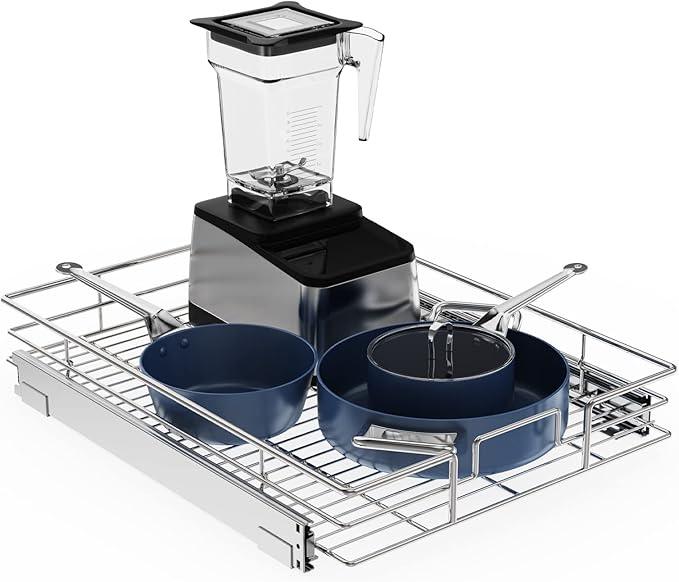 ROOMTEC Pull Out Cabinet Organizer, Cabinet Pull Out Shelves 15½" W x 21½" D, Heavy Duty Cabinet Drawers Slide Out Kitchen Cabinet Organizers Storage Shelf - ModernBath