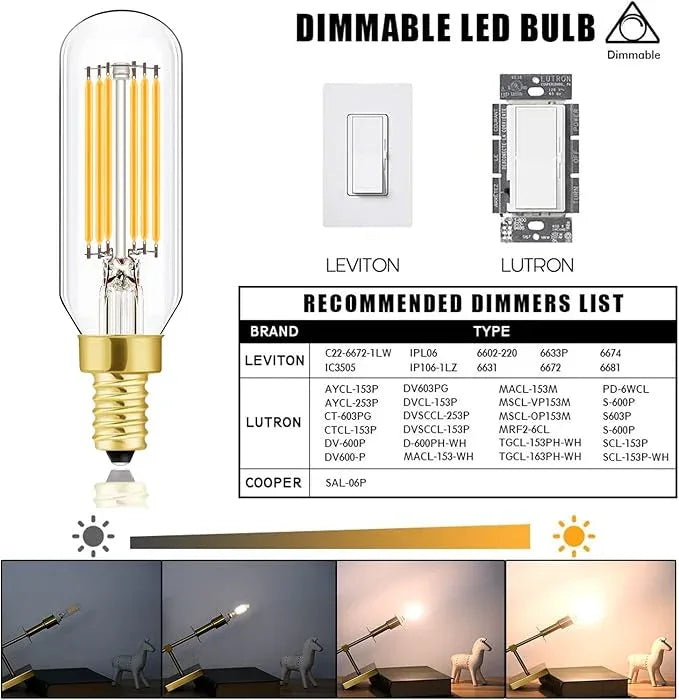 Leools E12 LED Bulb Dimmable 6W Equal 60 watt Light Bulb Soft White 3000K T6 T25 E12 Candelabra Bulb 60 watt for Chandeliers,Ceiling Fan,Pendant,Wall sconces AC120V 600LM e12 Light Bulb 6Pack - ModernBath
