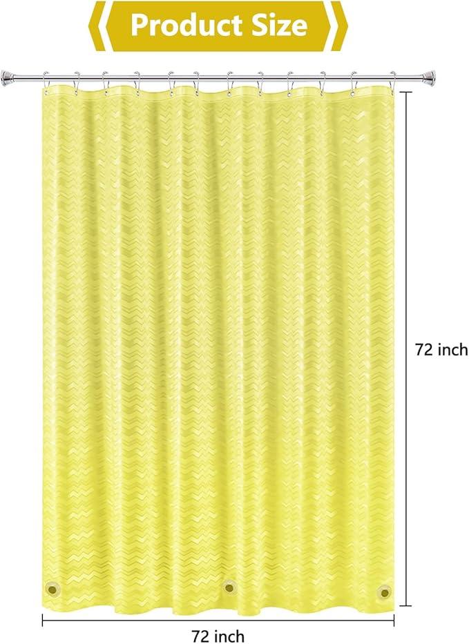 Seenus Waterproof PEVA Shower Curtain Yellow Striped, 3D Frosted Shower Curtain Liner with 3 Large Magnets, Bathroom Translucent Plastic Shower Curtain with Water Ripple Pattern - ModernBath