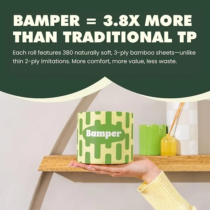 Bamboo Toilet Paper, 3-Ply & 380 Sheets, Soft & Strong Organic Bath Tissue, Chemical-Free & Hypoallergenic, Septic Safe, PFAS-Free, Tree-Free Bathroom Tissue (12 Extra-Large Rolls) - ModernBath