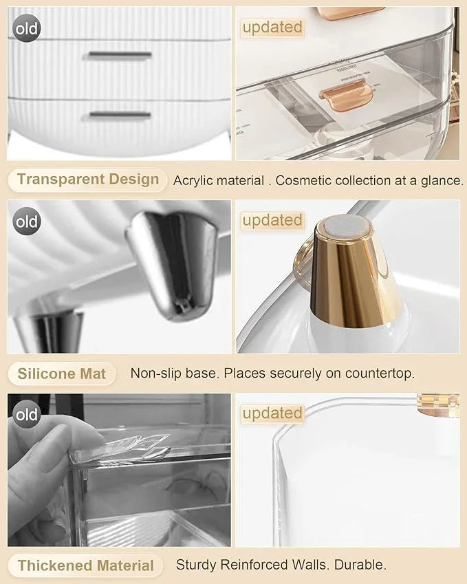 Makeup Organizer Countertop, Skincare Holder Bathroom Counter Organizer, Storage Box Cosmetic Display Cases, Teen Girl Gifts Make up Organizers for Vanity, Dresser (Rose Gold) - ModernBath