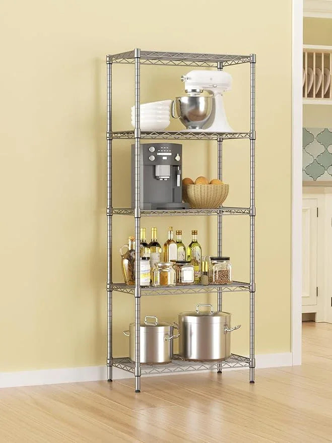 SINGAYE Shelf Wire Shelving Adjustable Storage Shelves Rack Standing Units for Kitchen Closet Laundry Bathroom Organizers Metal Pantry Narrow Mesh Gaps 12" D x 22" W x 59" H Gray - ModernBath