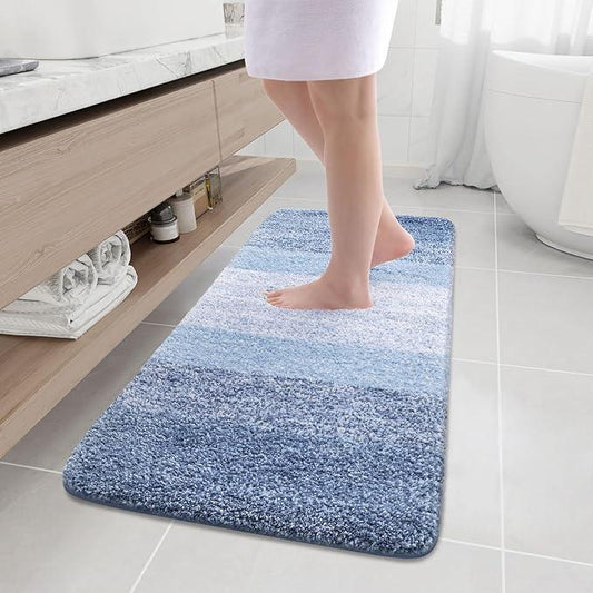 Arotive Microfiber Bathroom Rugs, Shaggy Soft and Absorbent Bath Rug, Non-Slip, Thick Plush Machine Washable Dry Bath Mats for Bathroom, Tub and Shower, 47x20, Light Blue, Rectangular - ModernBath