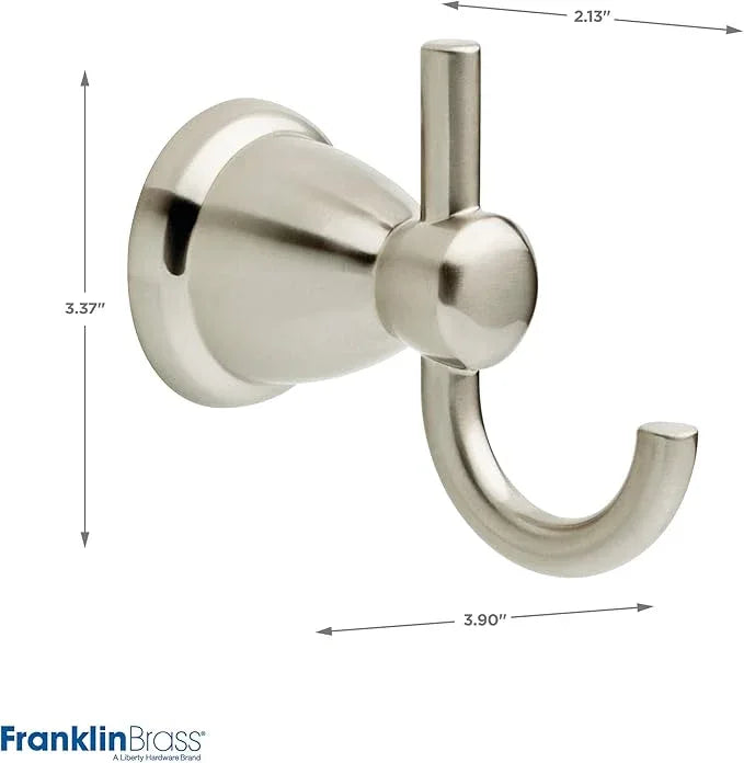 Franklin Brass Kinla 5-Piece Bathroom Set Satin Nickel 18" and 24" Towel Bar Racks, Toilet Paper Holder, Ring, Hook KIN5PC-SN - ModernBath
