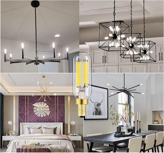 Leools E12 LED Bulb Dimmable 6W Equal 60 watt Light Bulb Daylight 4000K T6 T25 E12 Candelabra Bulb 60 watt for Chandeliers,Ceiling Fan,Pendant,Wall sconces AC120V 600LM e12 Light Bulb 6Pack - ModernBath