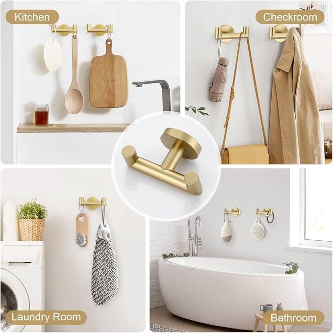 10-Piece Brushed Gold Towel Bar Set Bathroom Hardware Set Include 23.6in Towel Bar Toilet Paper Holder Towel Ring Upgraded Towel Hooks Towel Holder Set for Bathroom Stainless Steel Wall-Mounted - ModernBath