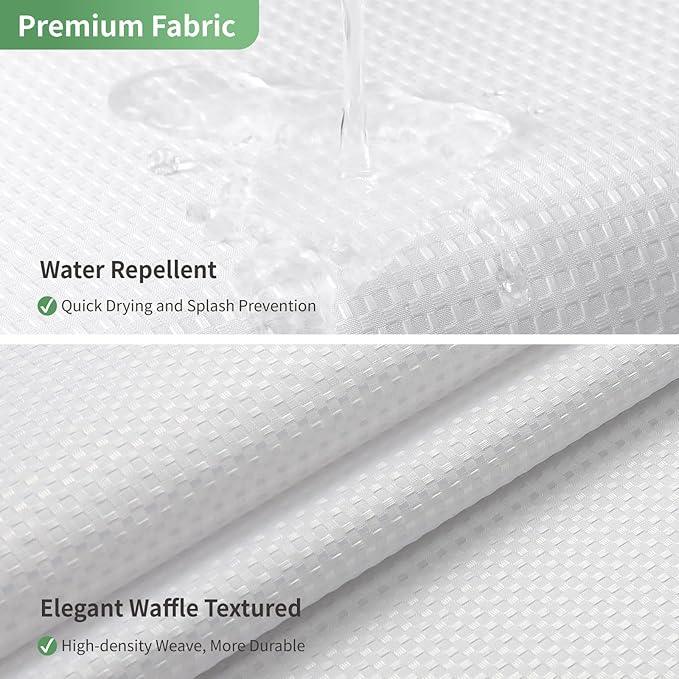eachope Long No Hook Shower Curtain with Snap-in Fabric Liner Set,White Waffle Weave Shower Curtains for Bathroom,Hotel Luxury Decor Bathroom Curtain Set,Waterproof & Washable,71Wx80H - ModernBath