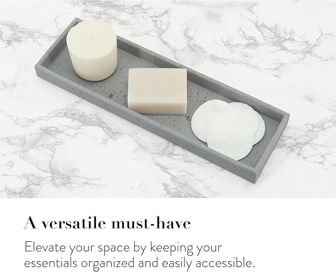 ZCCZ -Beige Bathroom Accessories Set 4 Pcs - Toothbrush Holder, Soap Dispenser, Vanity Tray, Bathroom Tumbler - Countertop Vanity Organizer - Bathroom Accessory Set- Toothbrush Holder Set, Stone Sets - ModernBath