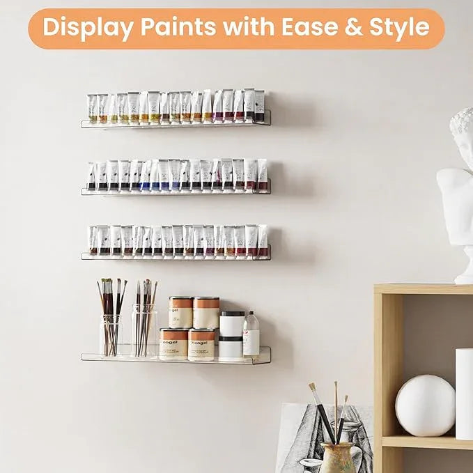 upsimples 2 Pack 23.6x5.5 Inches Acrylic Shelves for Wall Storage, Floating Bookshelves for Kids, Display Shelf Organizer for Bathroom, Bedroom, Living Room, Kitchen, Clear - ModernBath