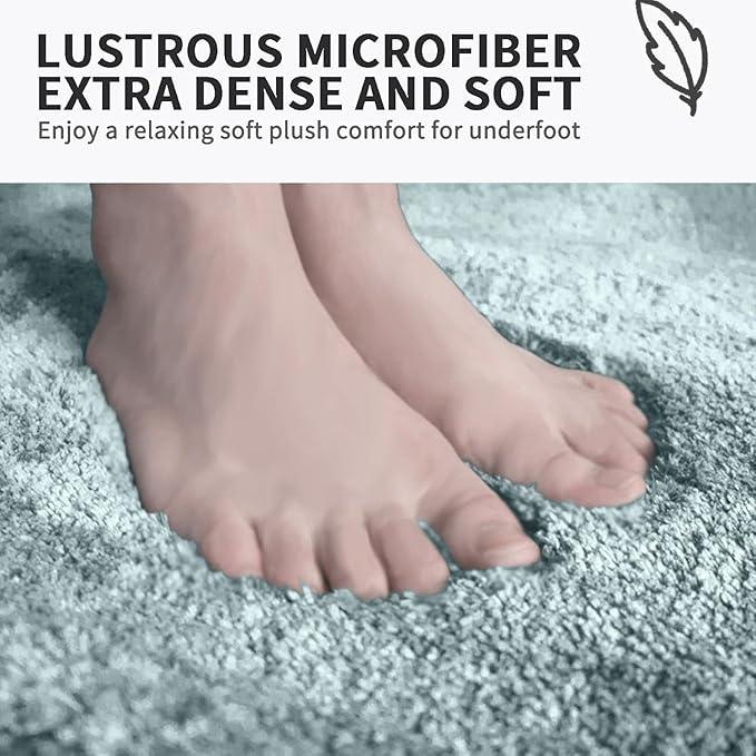 FIFU Bathroom Rugs 17" W x 24" L, Bath Mat for Bathroom, Bedroom, Laundry Room & Kitchen, Non-Slip Rubber Latex Backing, Extra Soft and Absorbent Polyester Carpet, Machine Washable Rug, Teal - ModernBath