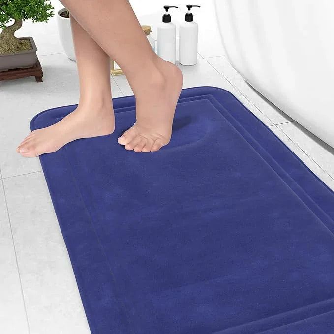 ITSOFT Memory Foam Bath Mat 31x20, Non Slip, Machine Washable, Quick Dry & Absorbent Rugs, Bath Mats for Bathroom Floor, Tub & Shower, Bathroom Rug, Blue - ModernBath