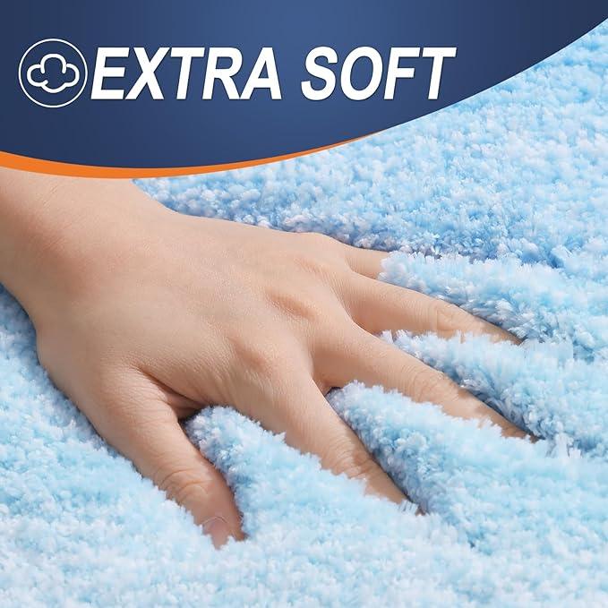OLANLY Bathroom Rugs Mat 30x20, Extra Soft Absorbent Microfiber Bath Rugs, Rubber Backing, Quick Dry, Machine Washable Bath Mats for Bathroom Floor, Tub and Shower, Home Decor Accessories, Sky Blue - ModernBath