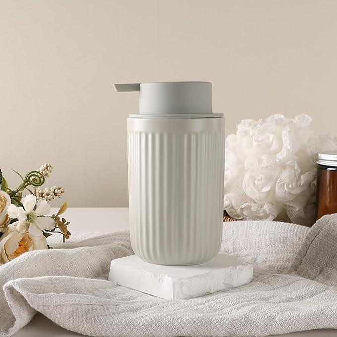 BosilunLife Dish Hand Soap Dispenser - Liquid Pump Soap Dispenser for Bathroom Decro 12oz Ceramic Kitchen Dish Dispenser with Rust-Proof Liquid Pump Modern Refillable Lotion Bottles - ModernBath