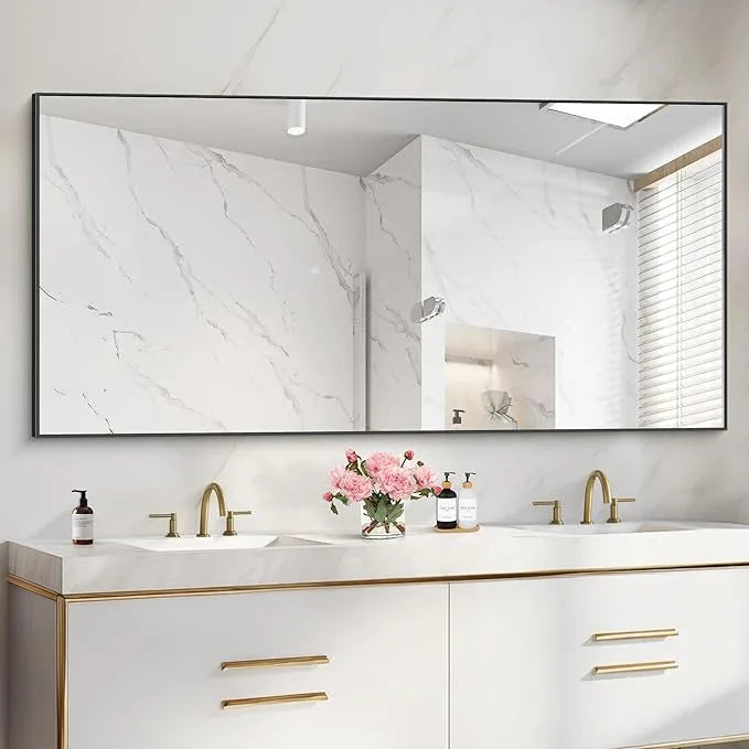 COFENY 36x72inch Bathroom Mirror, Black Rectangle Mirror with Thin Metal Frame, Large Rectangular Wall Mirrors for Bathroom, Living Roomm, Hair Salon, Big Farmehouse Mirror Hang Horizontal/Vertical - ModernBath