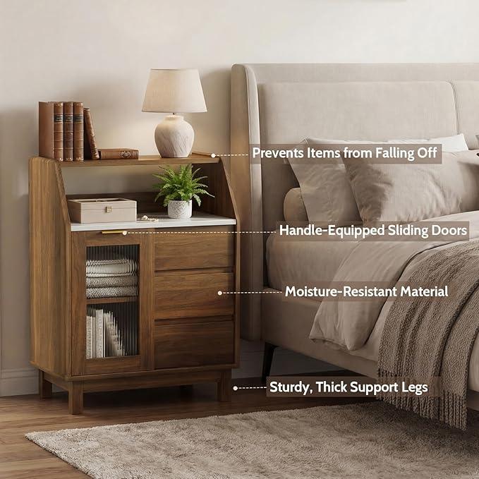 Bathroom Storage Cabinet, Small Storage Cabinets with Doors and Shelves, Coffee Bar Cabinet Buffet Sideboard Cabinet for Dining Room, Living Room, Entryway, Walnut - ModernBath