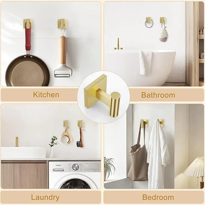 5 Pieces Brushed Gold Bathroom Hardware Set, SUS304 Stainless Steel Bathroom Accessories Set 23.6 inches Towel Bar, Toilet Paper Holder with Shelf, Towel Ring and Two Towel Hooks Wall-Mounted - ModernBath
