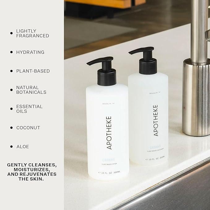 APOTHEKE Liquid Hand Soap, Canvas - 10 Fl Oz Hydrating Handsoap with Premium Fragrance Oils Gently Cleanses, Moisturizes & Rejuvenates Skin - Scented Hand Wash for Kitchen & Bathroom - ModernBath