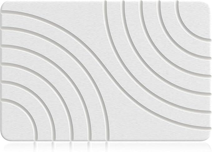 Stone Bath Mat Diatomaceous Earth: Quick Drying Shower Mat Non-Slip Super Absorbent Bathroom Mat, Easy to Clean & Odorless Diatomite Bathmats for Bathroom Floor, White - ModernBath