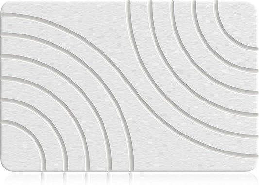 Stone Bath Mat Diatomaceous Earth: Quick Drying Shower Mat Non-Slip Super Absorbent Bathroom Mat, Easy to Clean & Odorless Diatomite Bathmats for Bathroom Floor, White - ModernBath