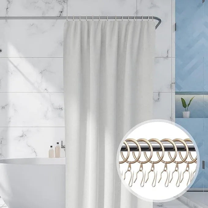Qunclay 100 Set 1.26 Inch Metal Curtain Rings with Eyelets Curtain Hooks for Drapes and Metal Drapery Pin Drapery Hooks for Window Door Shower Bathroom Rings (Champagne) - ModernBath