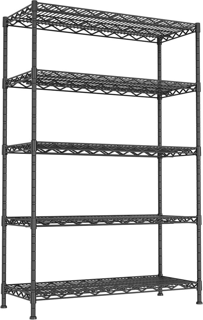 REGILLER 5-Wire Shelving Metal Storage Rack Adjustable Shelves,17.7" D×47.3" W×72.3" H Standing Storage Shelf Units for Laundry Bathroom Kitchen Pantry Closet - ModernBath