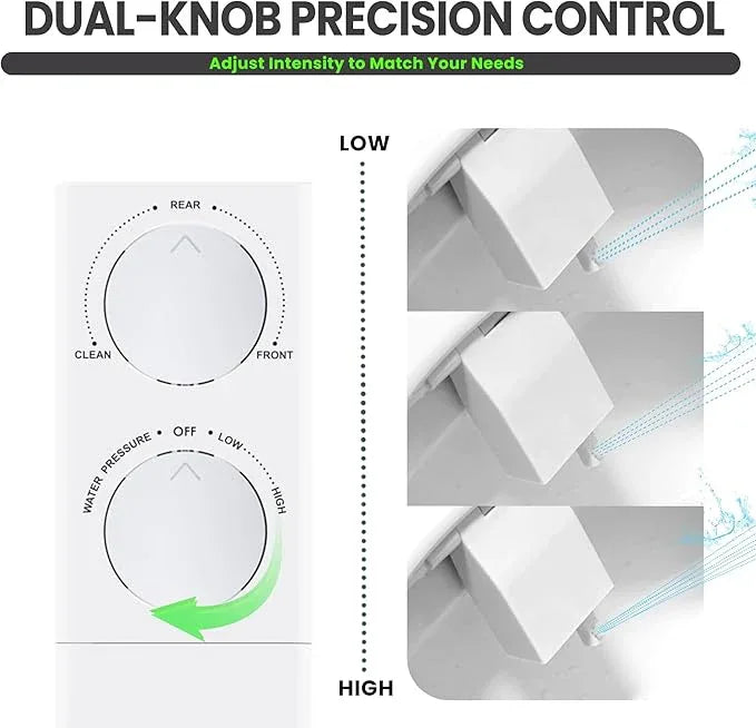 Terapaton Toilet Bidet With Left/Right Side Reversible Design, Fresh Water, Non-Electric, Toilet Bidet Attachment, Right/Left Hand Side with Dual Nozzle, Self-Clean, Easy to Install (Chrome Knob) - ModernBath