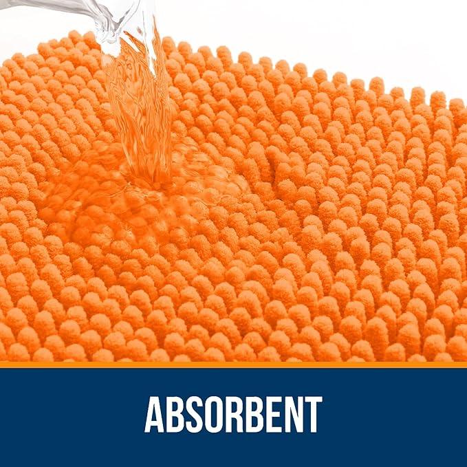 OLANLY Bathroom Rugs 30x20, Extra Soft Absorbent Chenille Bath Rugs, Rubber Backing Quick Dry, Machine Washable Bath Mats for Bathroom Floor, Tub and Shower, Home Decor Accessories, Orange - ModernBath