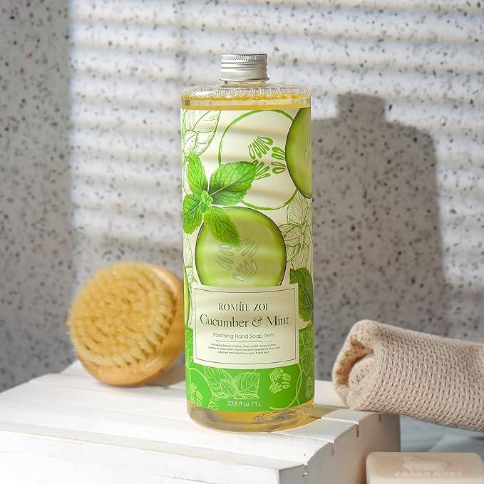 ROMIIE ZOI Foaming Hand Soap Refill, Cucumber&Mint, Gentle & Moisturizing Formula, 1000 ML/ 33.8 FL OZ - ModernBath
