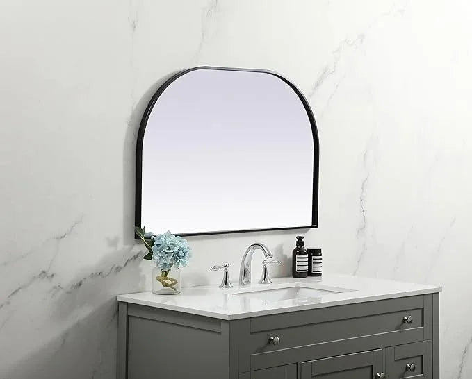 Illuminate, Metal Frame Arch Mirror 36X24 Inch in, Modern, Black - ModernBath