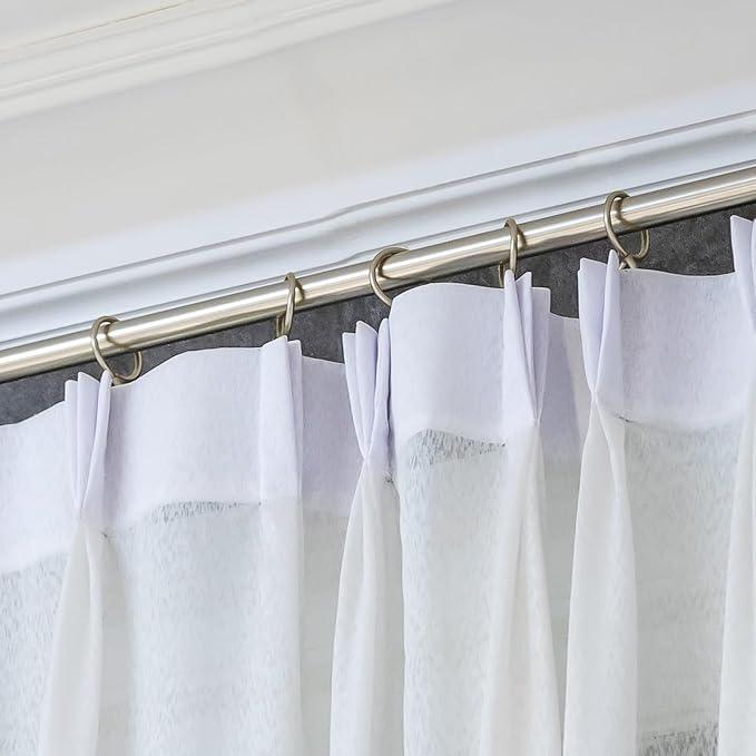 Hotop 30 Pcs Metal Drapery Curtain Rings 0.98/1.26/1.65 inch Interior Diameter and 30 Pcs Hanging Curtain Drapery Pin Hooks for Window Door Shower(Champagne Gold,32 mm) - ModernBath