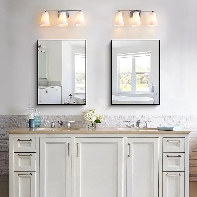 KOCUUY Black Bathroom Mirror, 24x18 Inch Rectangle Mirror for Over Sink, Modern Decorative Wall Mirror for Bedroom Living Room Bathroom, Hang Horizontal/Vertical - ModernBath