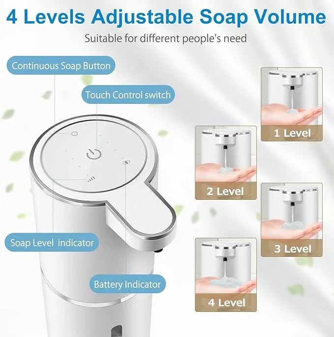 Gotofine Automatic Liquid Soap Dispenser,4-Level Adjustable, Wall Mount,USB Rechargeable,12.8oz/ 380ml,Touchless Hand & Dish Soap Dispenser for Bathroom, Kitchen,Hotel, Restaurant - ModernBath