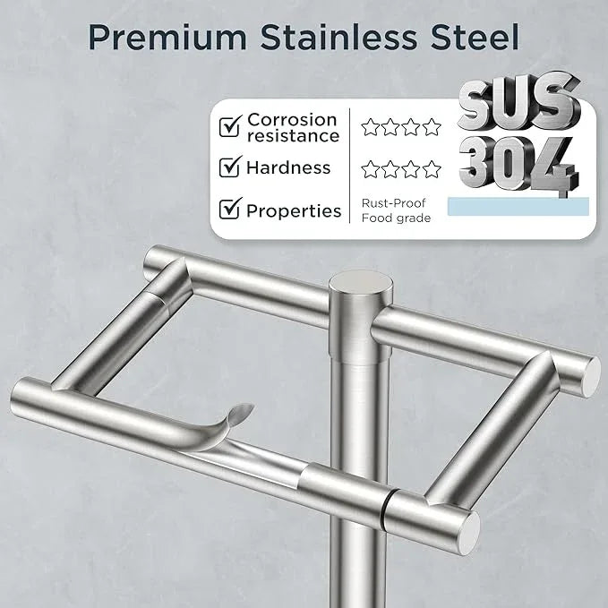 FORIOUS Toilet Paper Holder Wall Mount, Stainless Steel Rustproof Double Post Pivoting Tissue Roll Holder for Bathroom, Commercial Toilet Paper Dispenser Toilet Paper Holder Stand, Stainless Steel - ModernBath