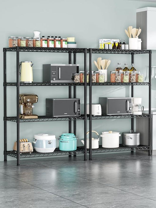 4 Tier Heavy Duty Shelves Adjustable Storage Shelf Organizer Metal Garage Wire Shelving Unit Pantry 18" D x 36" W x 59" H,Black - ModernBath