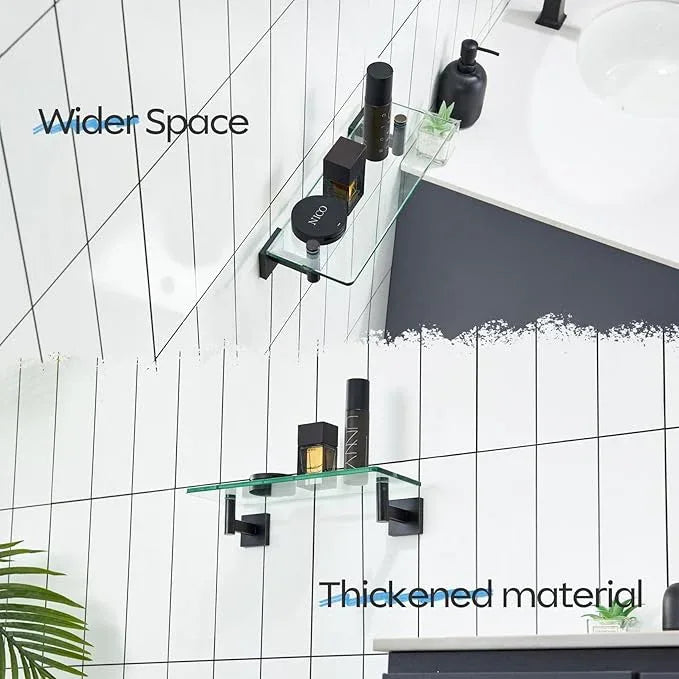KOKOSIRI Wall Shelves Bathroom Hardware Glass Floating Shelf 12-Inch for Bedroom, Living Room, Kitchen, Hanging Rack Oil Rubbed Bronze B1105ORB-L12 - ModernBath