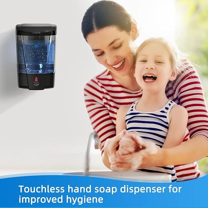 SVAVO Automatic Soap Dispenser Hand Soap Dispenser Wall Mount 600m/21 fl.oz, Touchless Electric Sensor Pump Battery Operated for Offices Home Kitchen Bathroom Hotel Restaurant Commercial - ModernBath