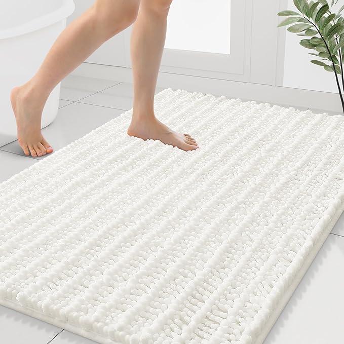 Smiry Bathroom Rugs Mat 40x32, Extra Soft Absorbent Chenille Bath Rugs, Non Slip Rubber Backing Machine Washable Quick Dry Bath Mats for Bathroom Floor, Tub, Shower, Home Decor Accessories, Ivory - ModernBath