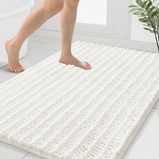 Smiry Bathroom Rugs Mat 40x32, Extra Soft Absorbent Chenille Bath Rugs, Non Slip Rubber Backing Machine Washable Quick Dry Bath Mats for Bathroom Floor, Tub, Shower, Home Decor Accessories, Ivory - ModernBath