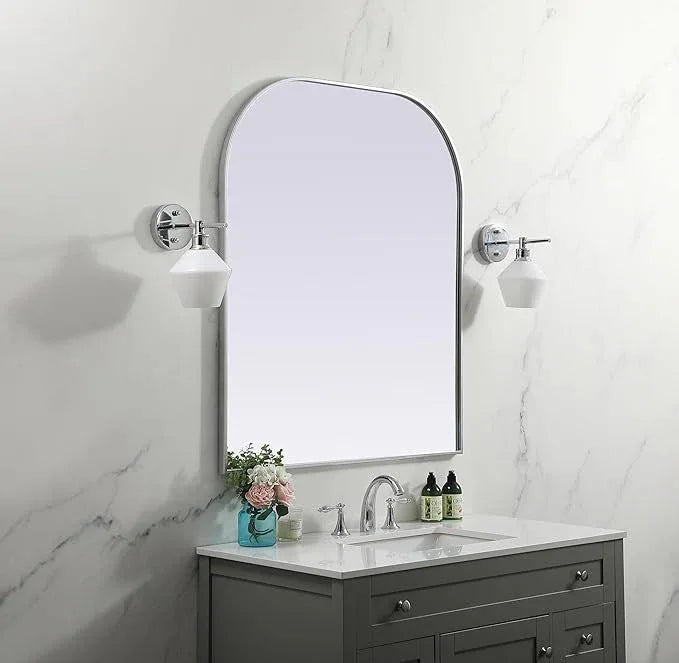 Illuminate, Metal Frame Arch Mirror 36X42 Inch in, Modern, Silver - ModernBath