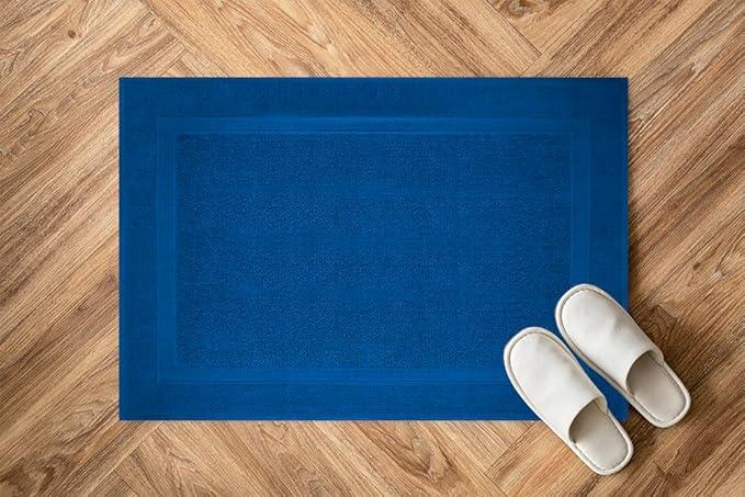 Infinitee Xclusives Premium Cotton Bath Mats for Bathroom – Pack of 2 | 34x22 Inches | Ultra Soft, Super Absorbent, Non-Slip, Machine Washable Mats (Tranquil Navy) [Not a Rug] - ModernBath