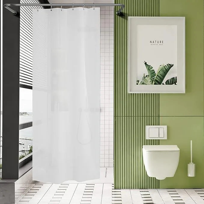 AmazerBath Plastic Small 36 x 72 Narrow Frosted , PEVA Cute Stall Shower Liner, Stand Up Shower Curtain Liners with 2 Clear Weights and 6 Grommet Holes - ModernBath
