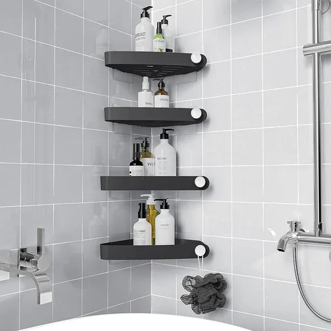 Sotfamily Shower Caddy Corner, 4 Pack Adhesive Corner Shower Shelves for Bathroom Organizers and Storage, Rust Free Plastic Rack for Bathroom Accessories & Decor, Black - ModernBath