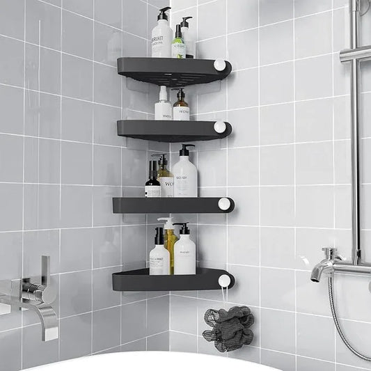 Sotfamily Shower Caddy Corner, 4 Pack Adhesive Corner Shower Shelves for Bathroom Organizers and Storage, Rust Free Plastic Rack for Bathroom Accessories & Decor, Black - ModernBath