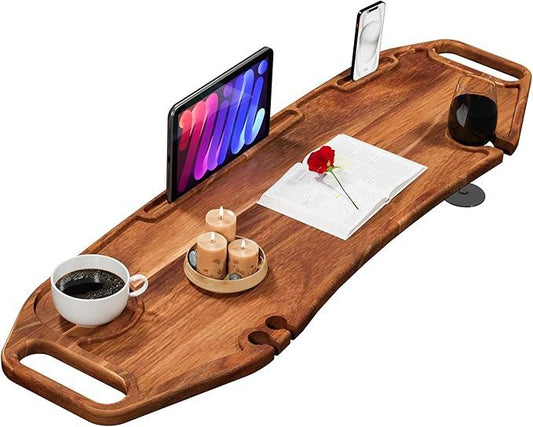 Lush & Style Premium Large Bathtub Tray Large & Thick 35x10 Inch, Acacia Wood Luxury, Waterproof, Non-Toxic, Adjustable Legs, No Tools Required,Caddy Tray, Luxury Bath Accessories,New Home Essenials - ModernBath